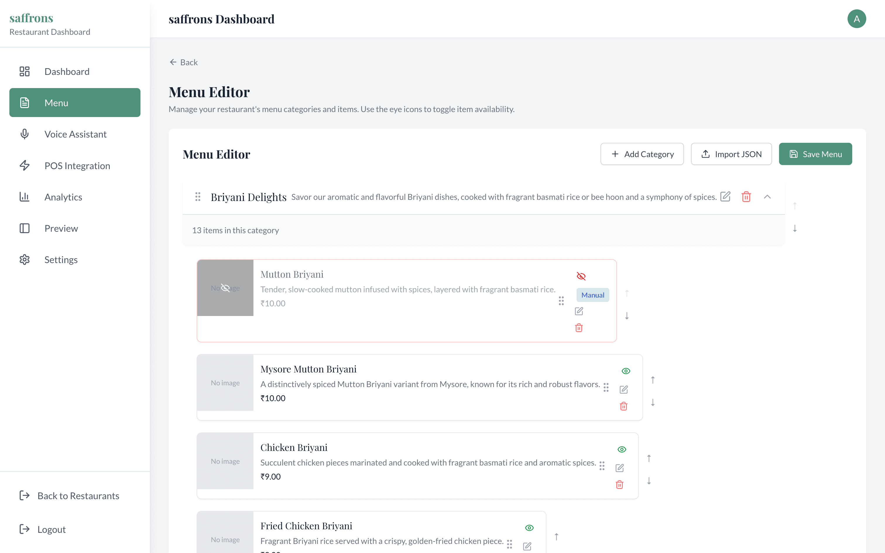 Menu Editor